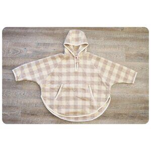 Woolrich Beige Buffalo Plaid Check Hoodie Hooded Pullover Popover Cape Poncho